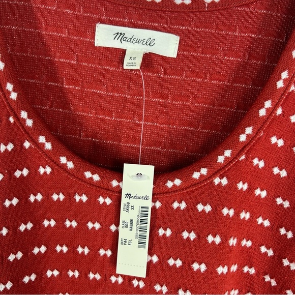 MADEWELL "Square Neck" Long Sleeve Patterned Mini Dress Bow-Tie Jacquard XS - Picture 4 of 11
